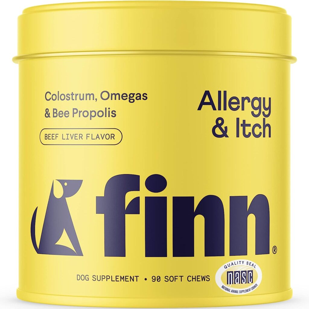 Finn Allergy  Itch Supplement for Dogs | Supports Seasonal Allergies  Immune Response | Wild Alaskan Salmon Oil, Bee Propolis  Probiotics | 90 Soft Chews