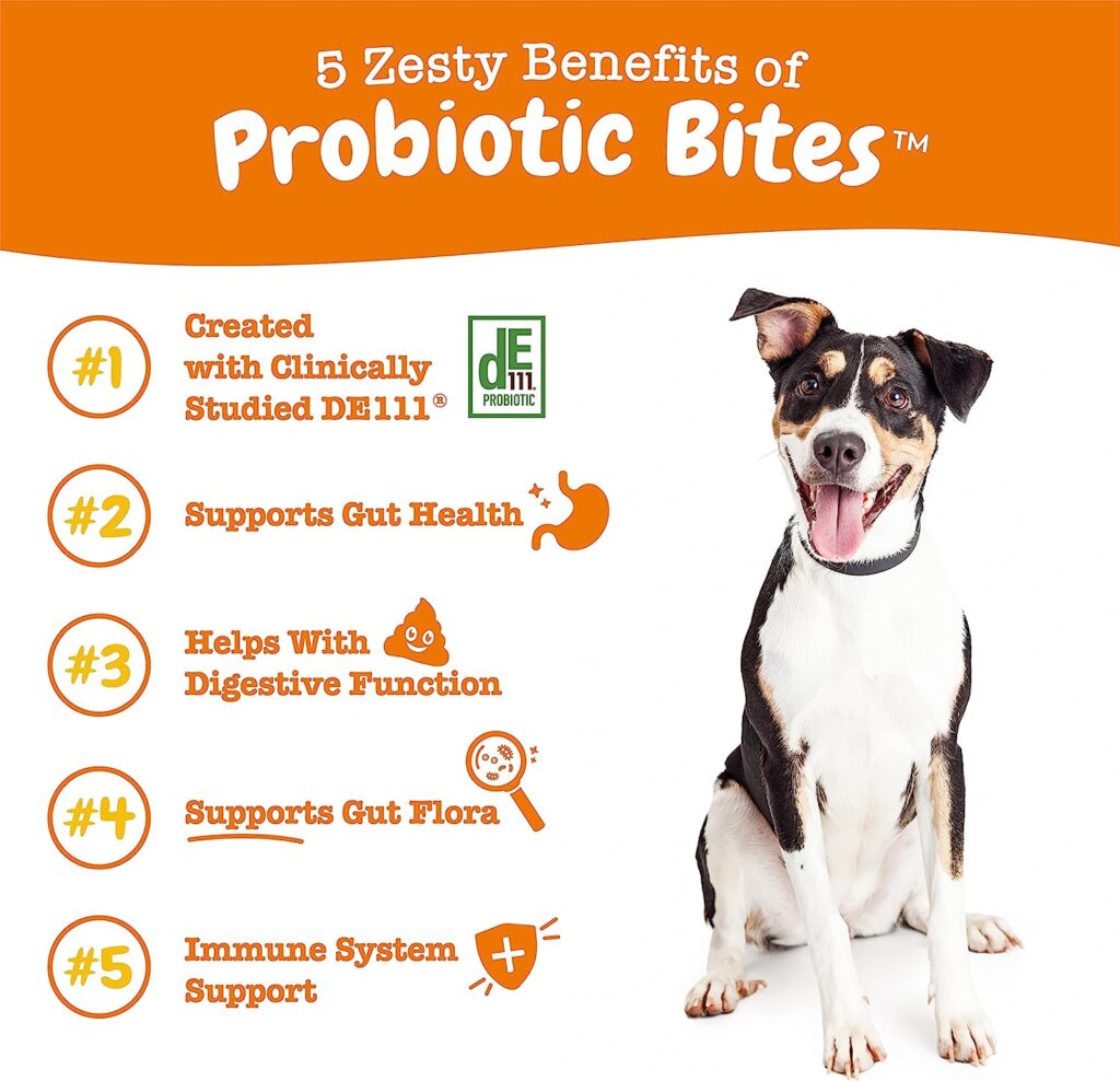 Zesty Paws Probiotics for Dogs - Digestive Enzymes for Gut Flora, Digestive Health, Diarrhea  Bowel Support - Clinically Studied DE111 - Dog Supplement Soft Chew for Pet Immune System - Chicken